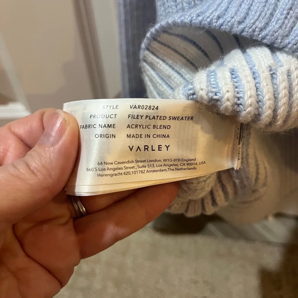 Varley Light Blue Ribbed Button-Up Sweater - Picture 7 of 16